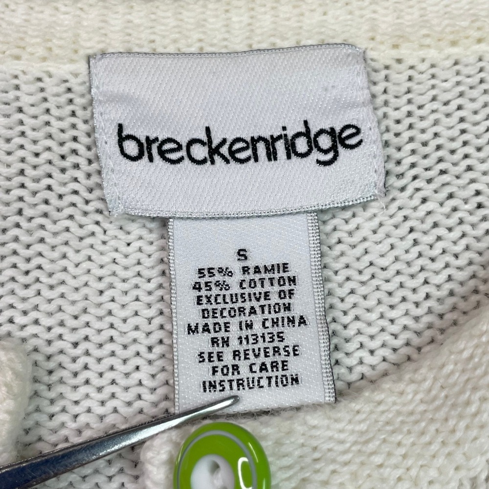Breckenridge Cardigan Women Small White Colorful Circle Embroidered Bead Sweater - Picture 3 of 8